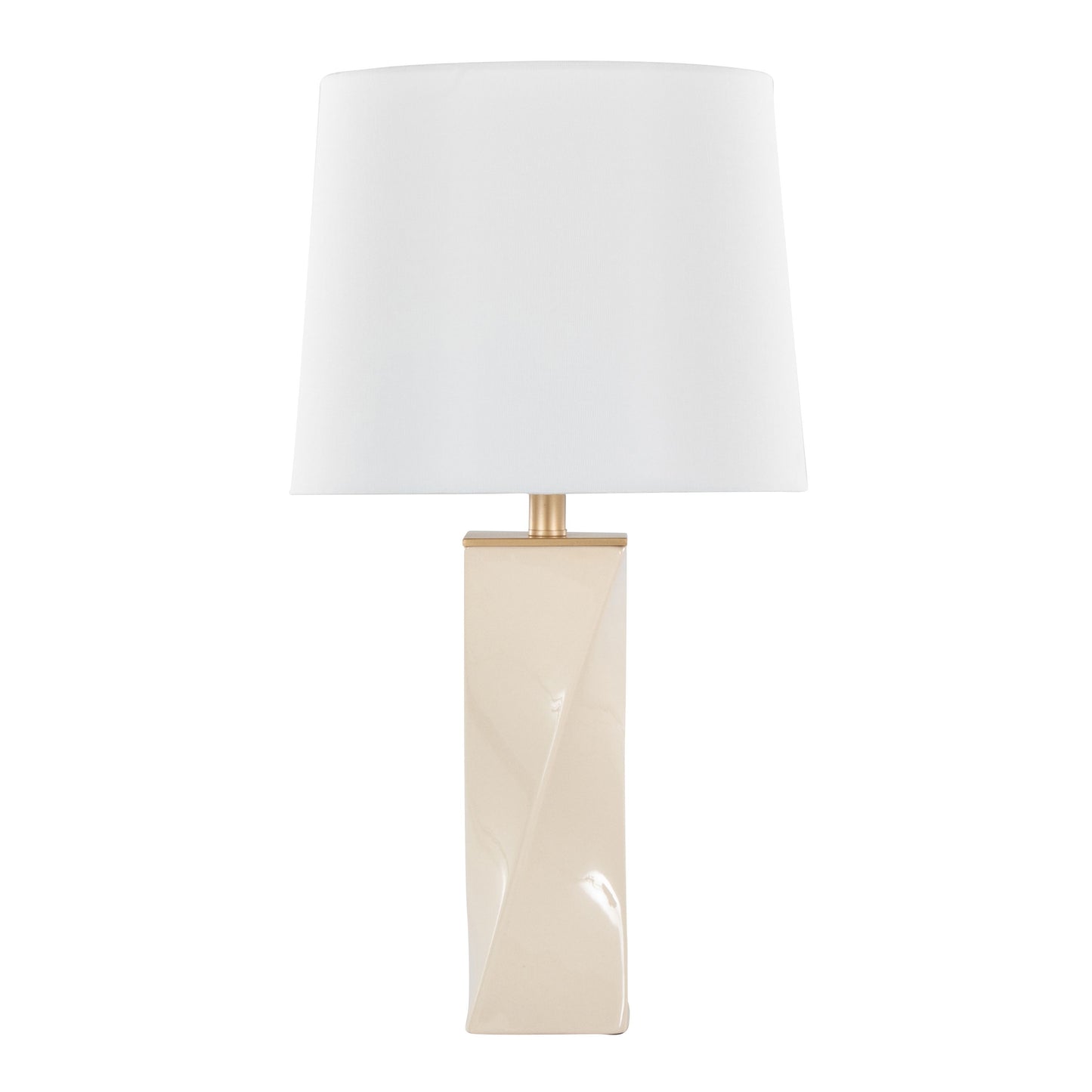 Curvo - Square Contemporary Table Lamp - Cream / Gold / White
