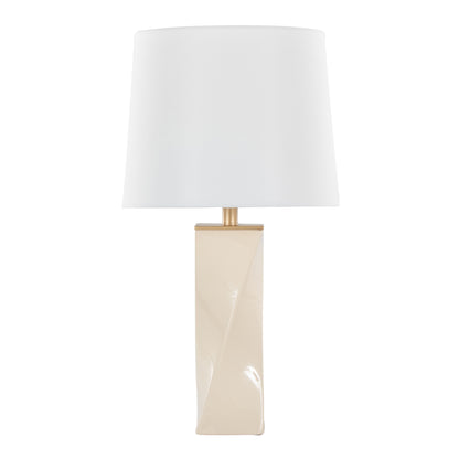 Curvo - Square Contemporary Table Lamp - Cream / Gold / White