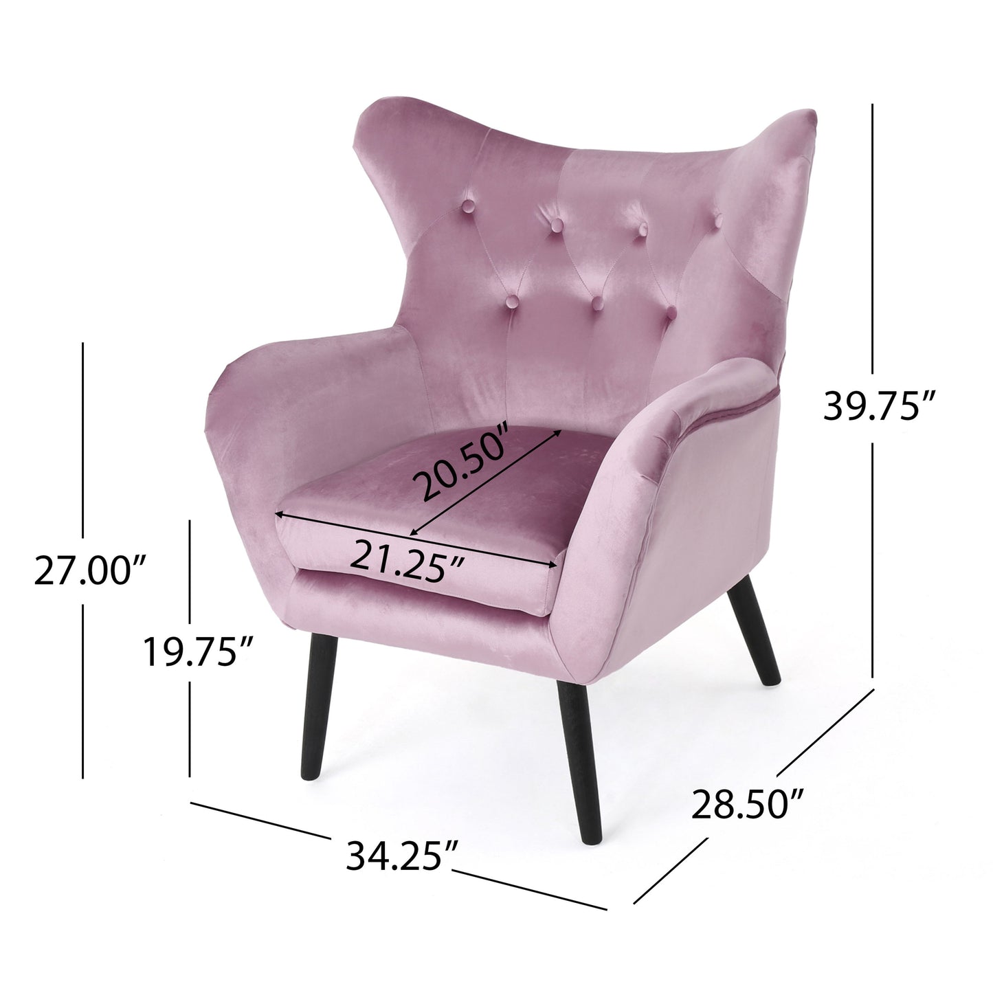 Alyssa - Upholstered Arm Chair With Wingback Design - Lavender
