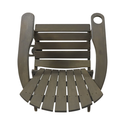 Zenithia - Outdoor Foldable Adirondack Chair With 2 Cup Holders - Gray
