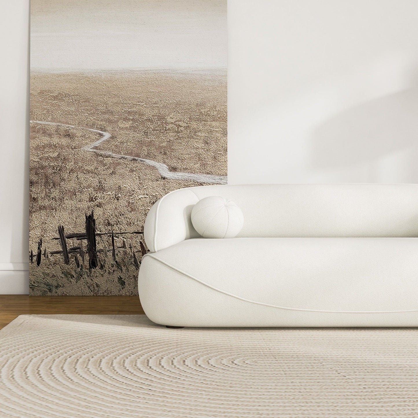 Andrew - Boucle Sofa - Beige / Ivory White / Light Beige / White