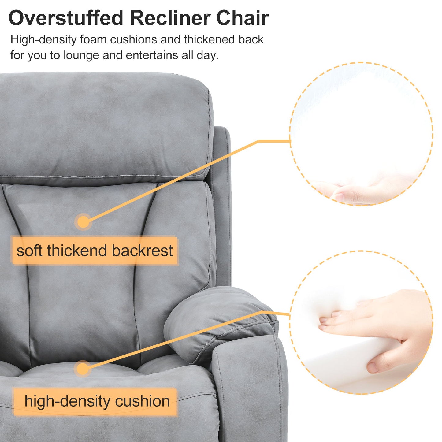 35.4" Electric Power Lift Recliner Chair, Fabric Recliner Chair, Home Theater Seating, Living Room Chair, Side Pocket, Remote Control - Light Gray