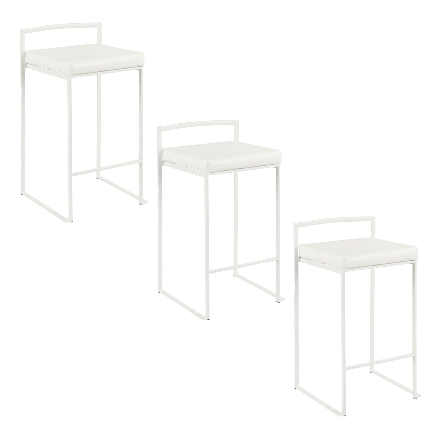 Fuji - Contemporary Stackable Counter Stool (Set of 3) - White