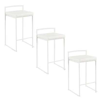 Fuji - Contemporary Stackable Counter Stool (Set of 3) - White