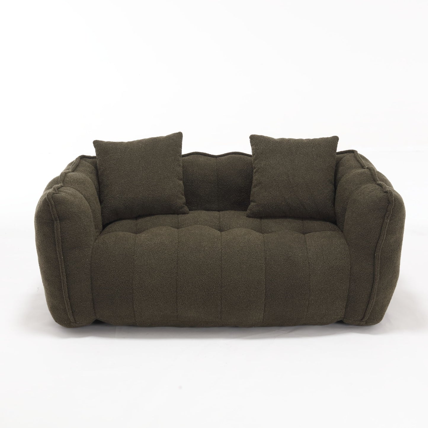 Soft Beanbag Chair With High Resilience Foam Core For Two People - Olive Green