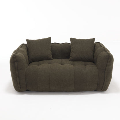 Soft Beanbag Chair With High Resilience Foam Core For Two People - Olive Green
