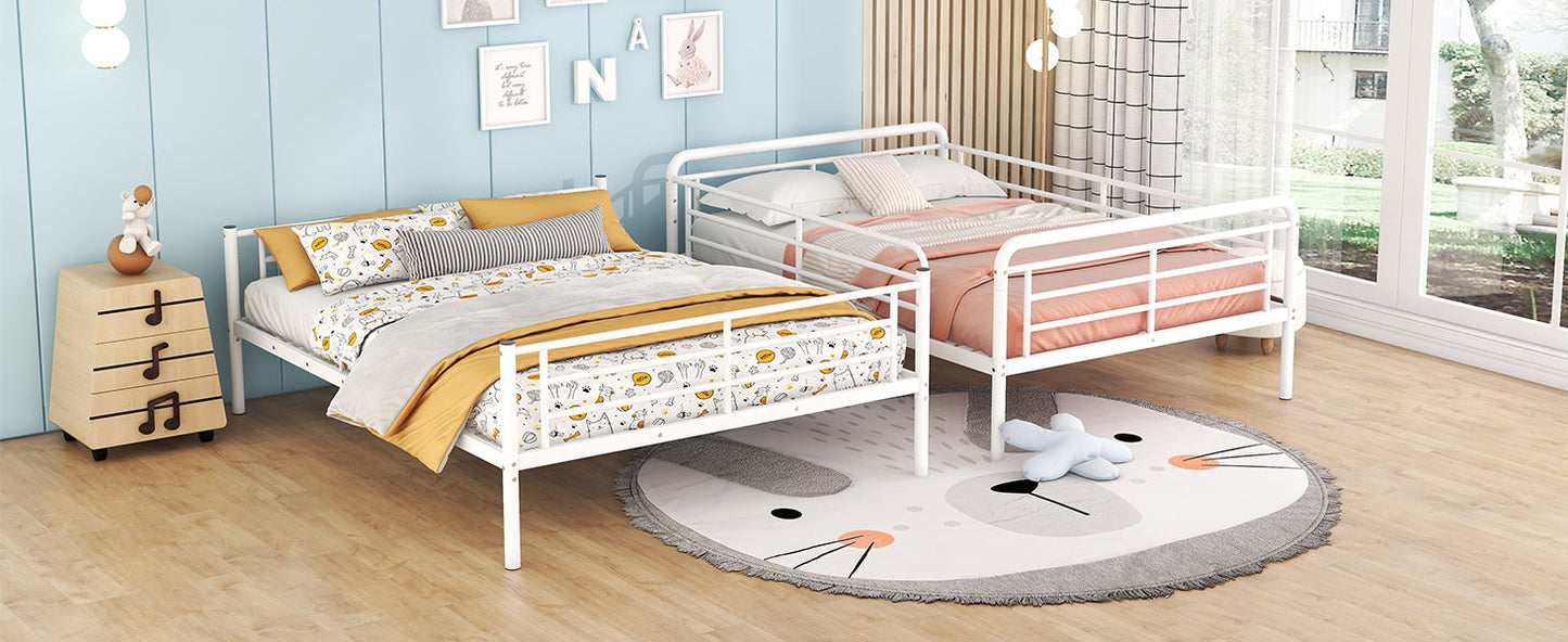Full Long Over Queen Bunk Bed - White