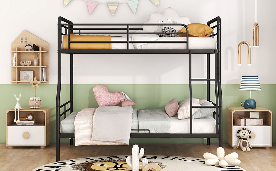 Full Long Over Queen Bunk Bed - Black