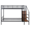 Full Over Full Bunk Bed With Lateral Storage Ladder And Wardrobe - Black