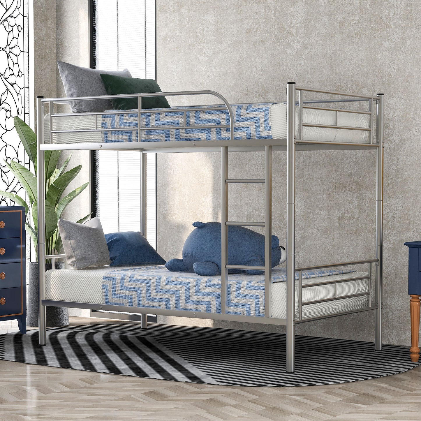 Twin Over Twin Bunk Bed - Silver