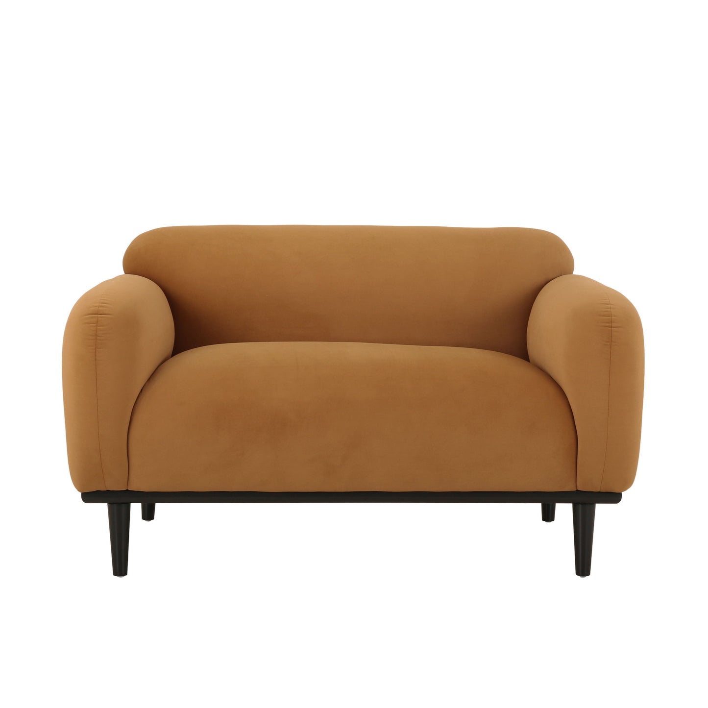 Sway - Upholstered Loveseat With Wood Legs And Round Arms - Yellow
