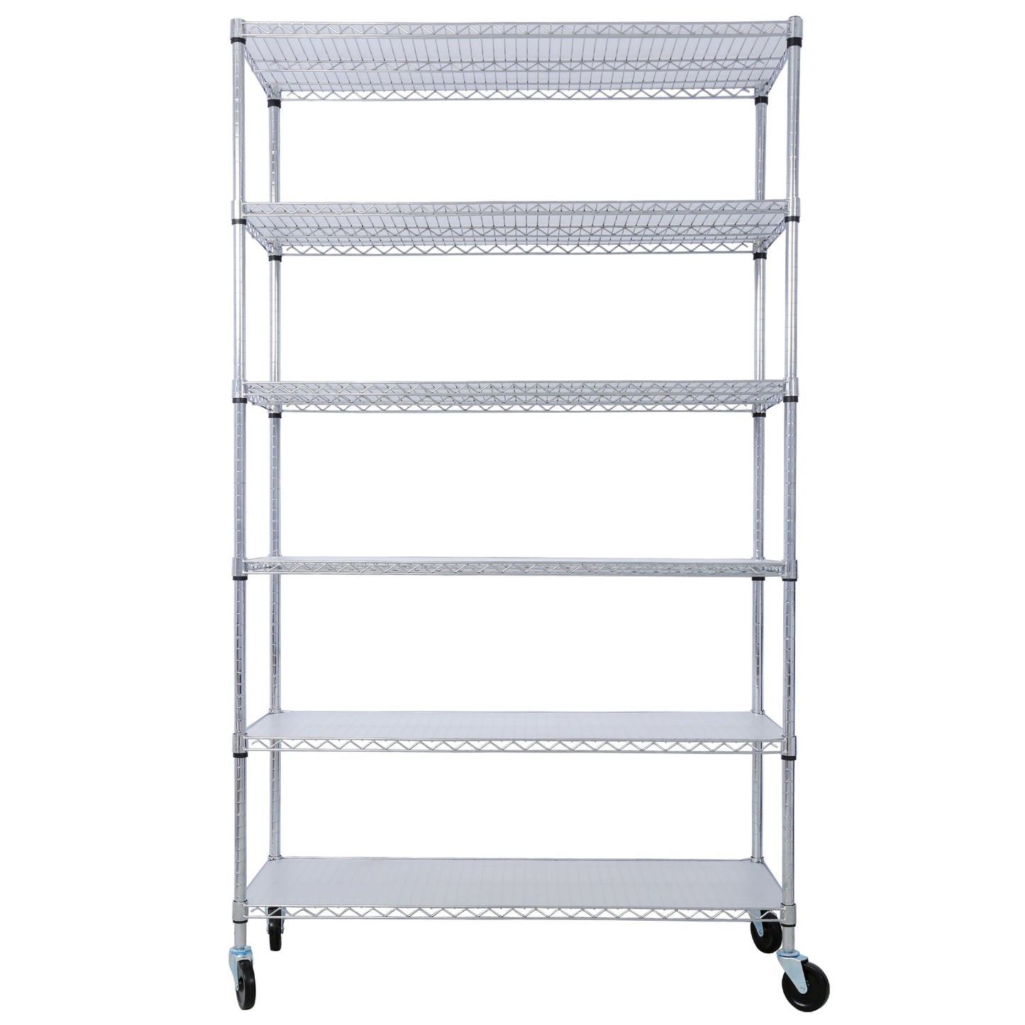 6 Tier 6000Lbs Capacity Nsf Metal Shelf Wire Shelving Unit, Heavy Duty Adjustable Storage Rack With Wheels & Shelf Liners For Commercial Grade Utility Steel Storage Rack - Chrome