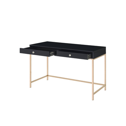 Ottey - High Gloss Writing Desk - Black / Gold