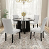 5 Piece Round Dining Table Set, Modern Dining Table And 4 Upholstered Chairs For Dining Room, Kitchen Room, Living Room - Beige / Black