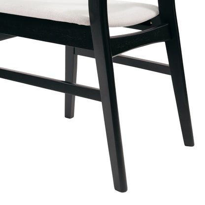 Dining Chair (Set of 2), Mid Century Dining Chairs With Cushioned Seats And Wood Frame - Light Beige / Black