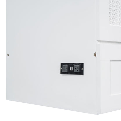 Queen Size Murphy Bed With Large Drawers - White