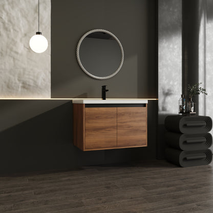 Bathroom Vanity With Resin Countertop Sink - Brown