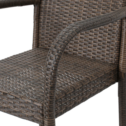 Outdoor Wicker Barstool With Faux Rattan And Iron Frame - Mix Mocha