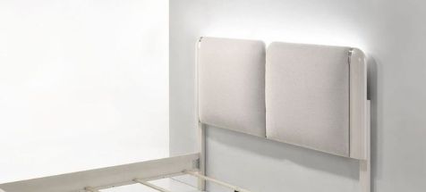 Laveda - Boucle Eastern King Bed With LED - Light Gray / White