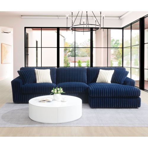 Breton - Sectional Sofa With 4 Pillows - Blue