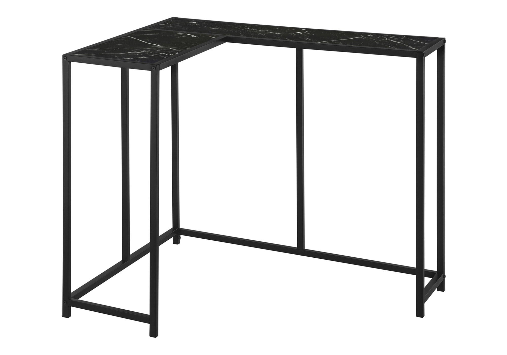 Corner Accent Console Table For Entryway, Marble Look Contemporary & Modern - Black