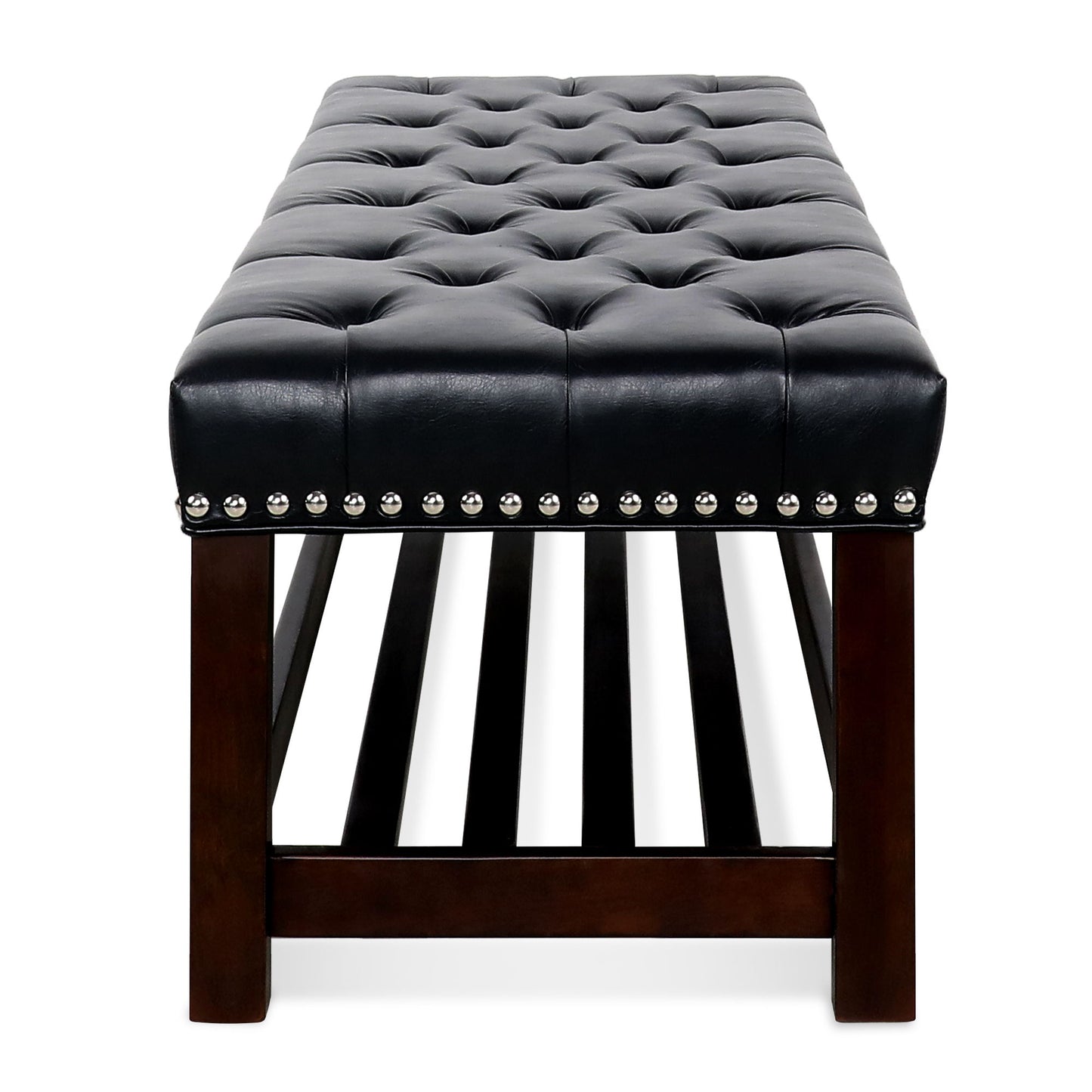 Wooden Base Upholstered Bench For Bedroom For Entryway - Black