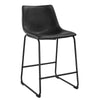 Industrial Faux Leather Counter Stools (Set of 2) - Black