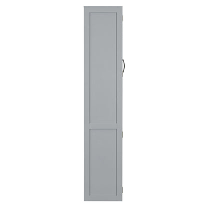 Full Size Murphy Wall Bed With Shelves, Wardrobe And LED Lights - Gray