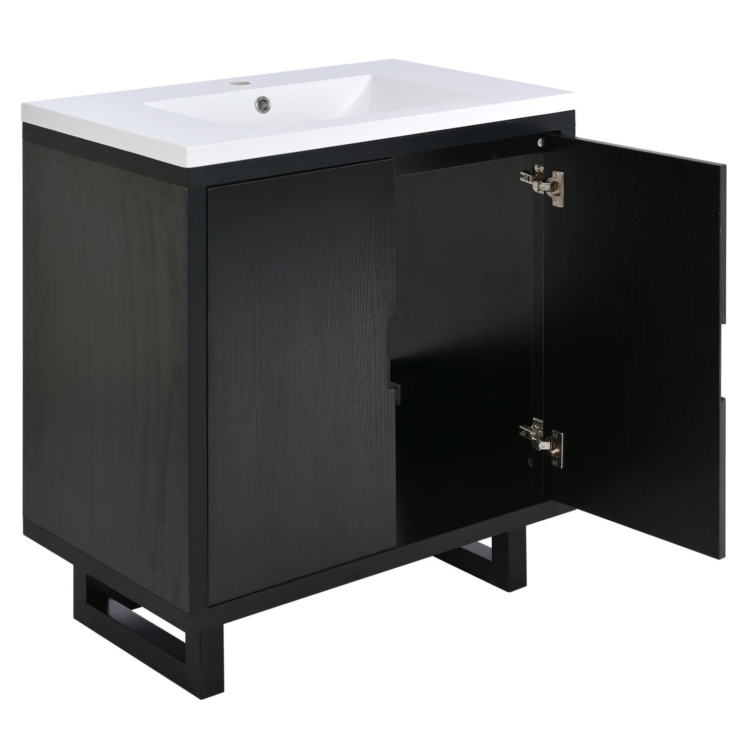Bathroom Vanity Set With Sink, Combo Cabinet, Bathroom Storage Cabinet, Solid Wood Frame - Black
