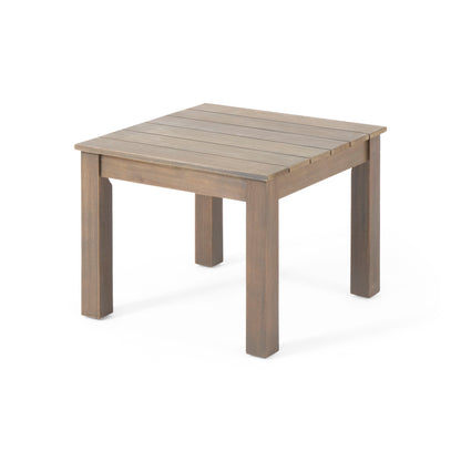 Halcyon - Outdoor Side Table With Slat Design And Acacia Wood Frame - Gray