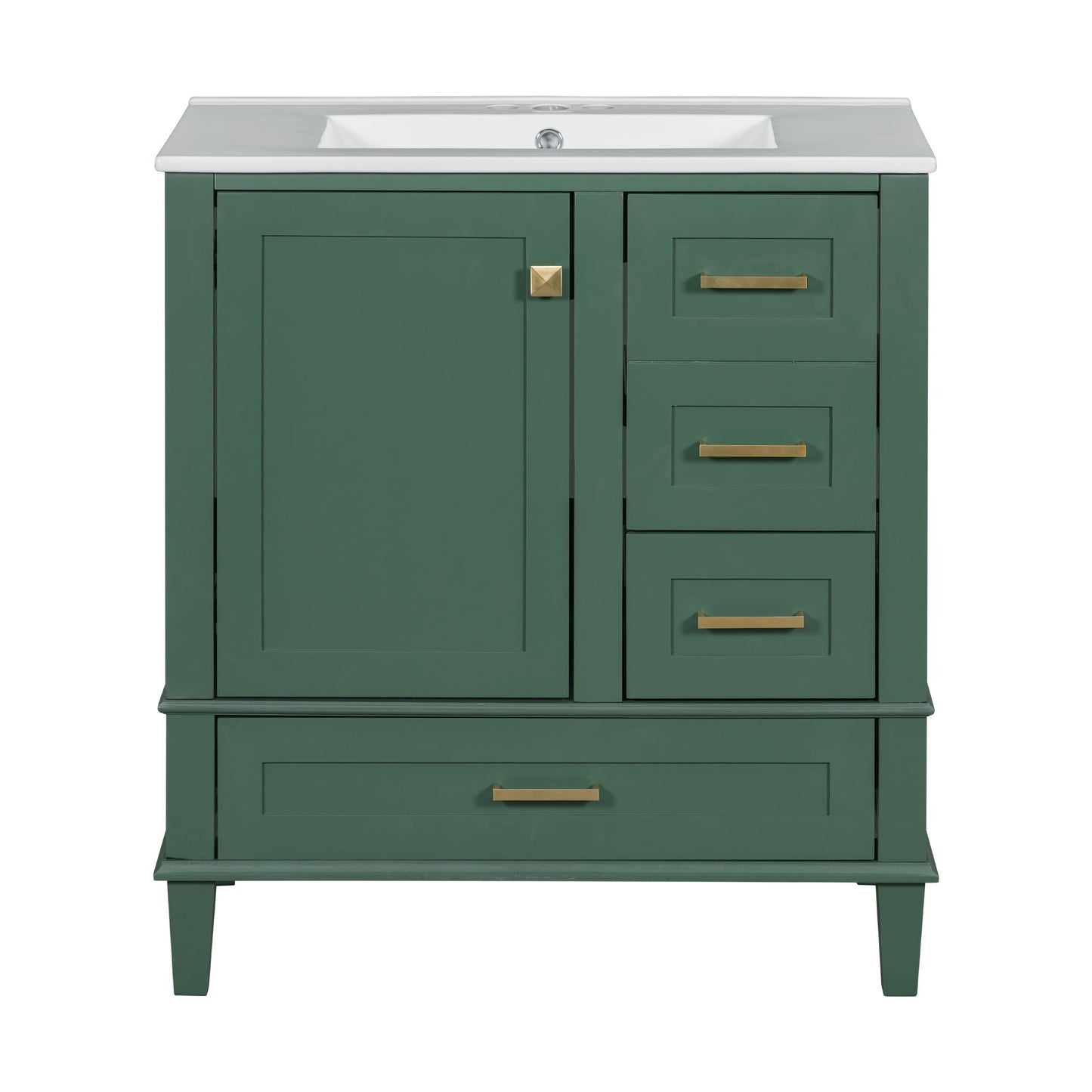 Bathroom Vanity, Modern Bathroom Cabinet With Sink Combo Set, Bathroom Storage Cabinet With A Soft Closing Door And 3 Drawers, Solid Wood Frame - Green