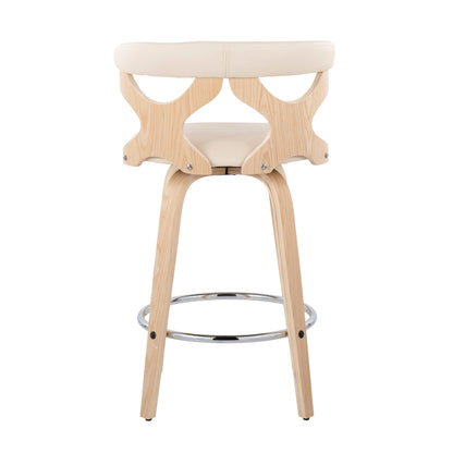 Gardenia - Mid-Century Modern Counter Stool (Set of 2) - Natural / Cream