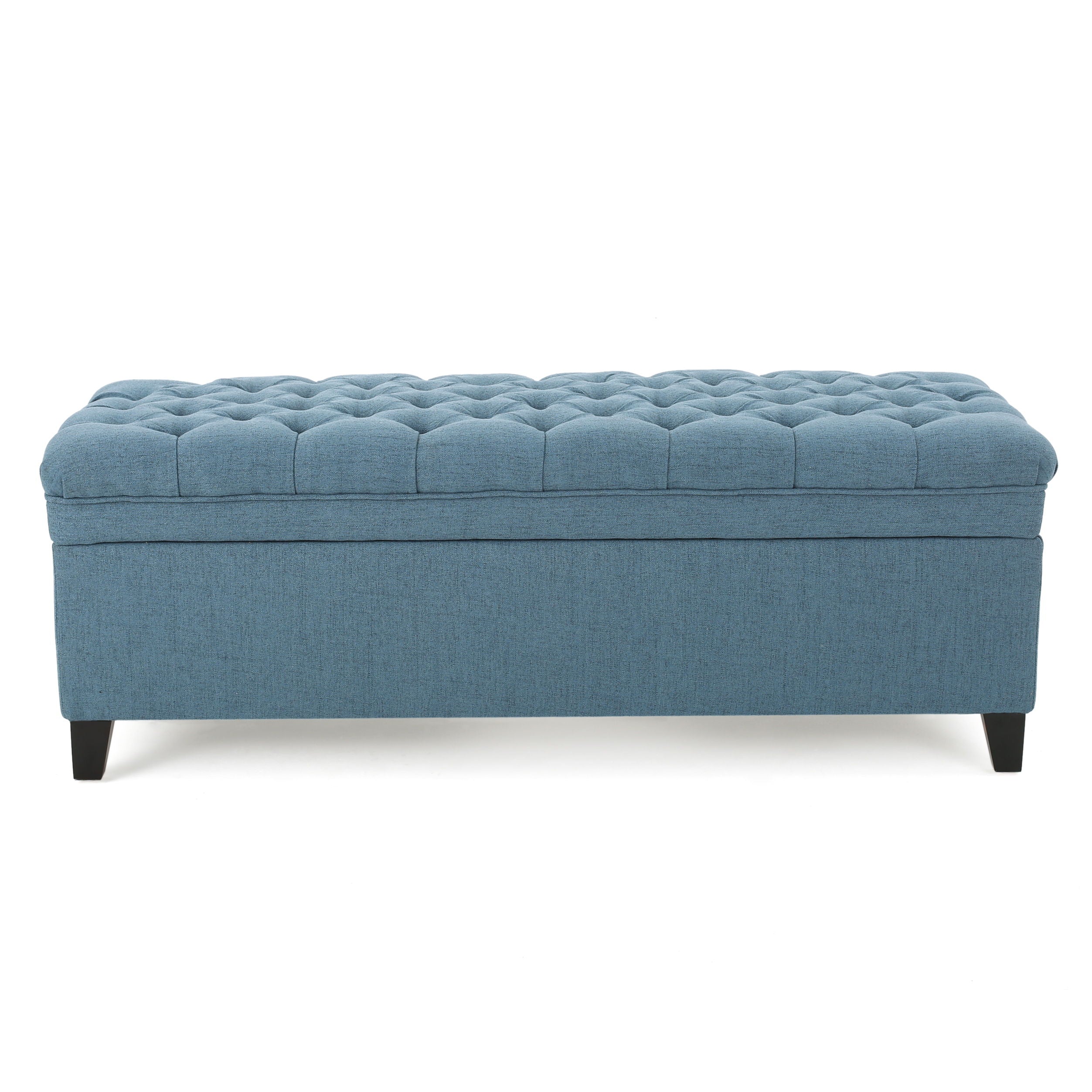 Juliana - Storage Ottoman With Stylish DesignÔøΩÔøΩÔøΩÔøΩÔøΩÔøΩÔøΩÔøΩÔøΩÔøΩÔøΩÔøΩÔøΩÔøΩÔøΩ Fabric And Birch Legs - Blue