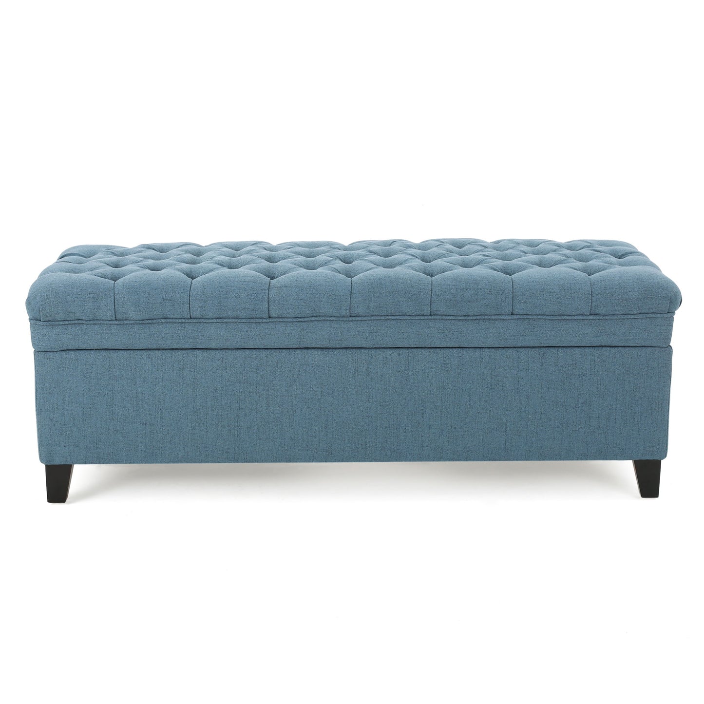Juliana - Storage Ottoman With Stylish DesignÔøΩÔøΩÔøΩÔøΩÔøΩÔøΩÔøΩÔøΩÔøΩÔøΩÔøΩÔøΩÔøΩÔøΩÔøΩ Fabric And Birch Legs - Blue