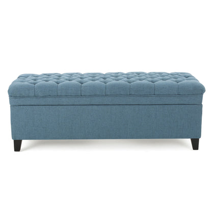 Juliana - Storage Ottoman With Stylish DesignÔøΩÔøΩÔøΩÔøΩÔøΩÔøΩÔøΩÔøΩÔøΩÔøΩÔøΩÔøΩÔøΩÔøΩÔøΩ Fabric And Birch Legs - Blue