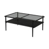 Rectangle Coffee Table With Tempered Glass Top, Modern Table For Living Room - Gray / Black