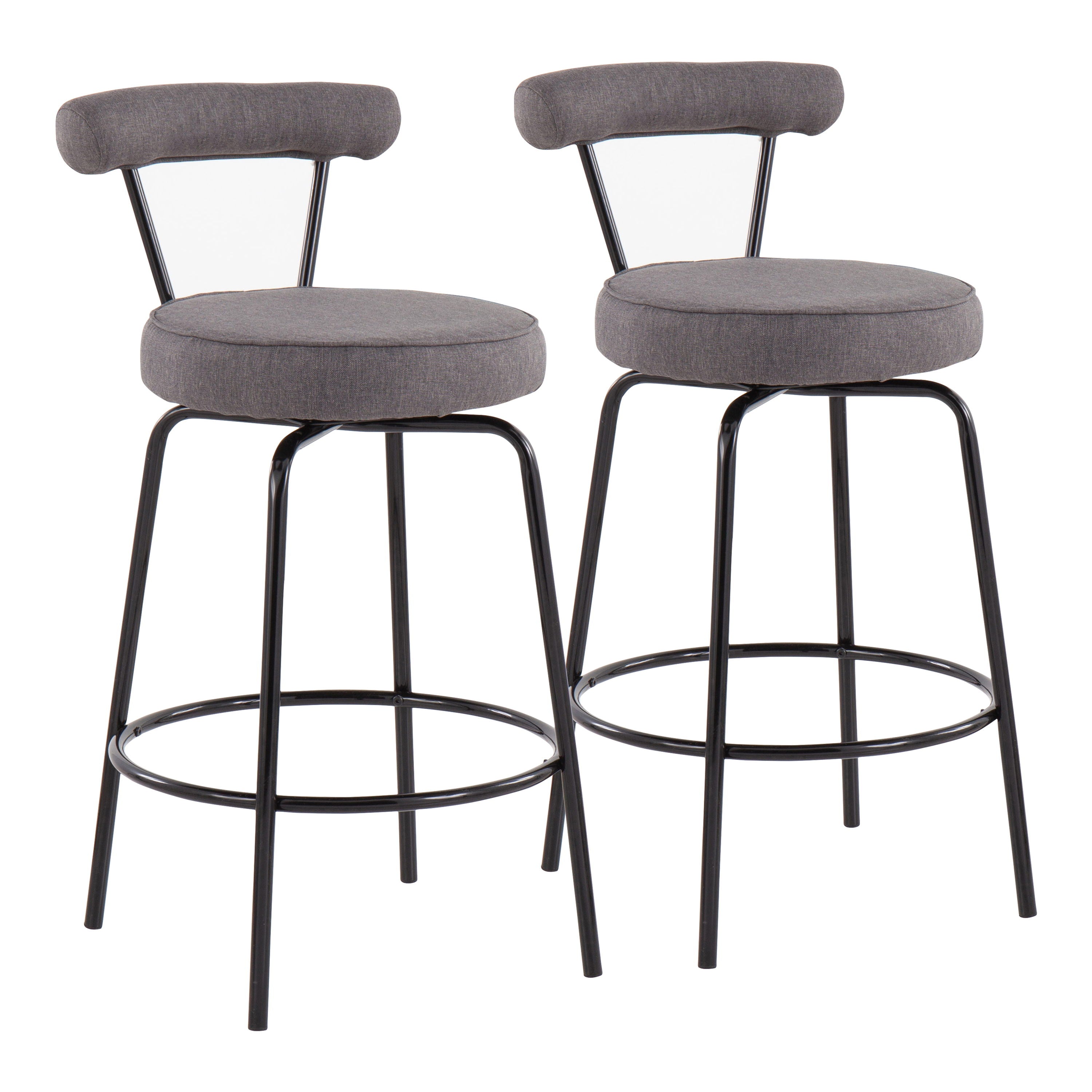 Rhonda - Contemporary Counter Stool (Set of 2) - Black / Charcoal