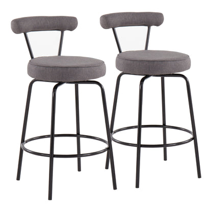 Rhonda - Contemporary Counter Stool (Set of 2) - Black / Charcoal