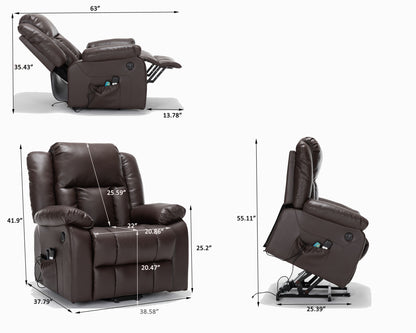 Electric Power Massage Recliner Chair - Dark Brown
