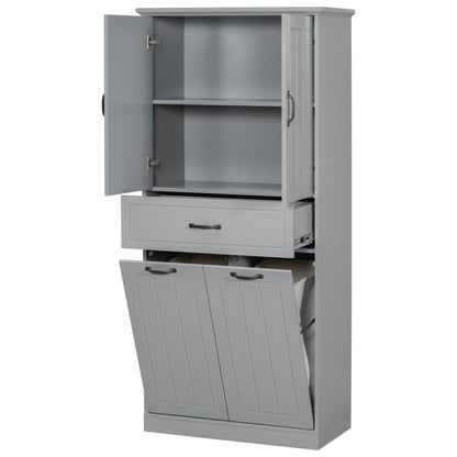 Stylish Bathroom Storage Cabinet With 2 Laundry Baskets - Gray
