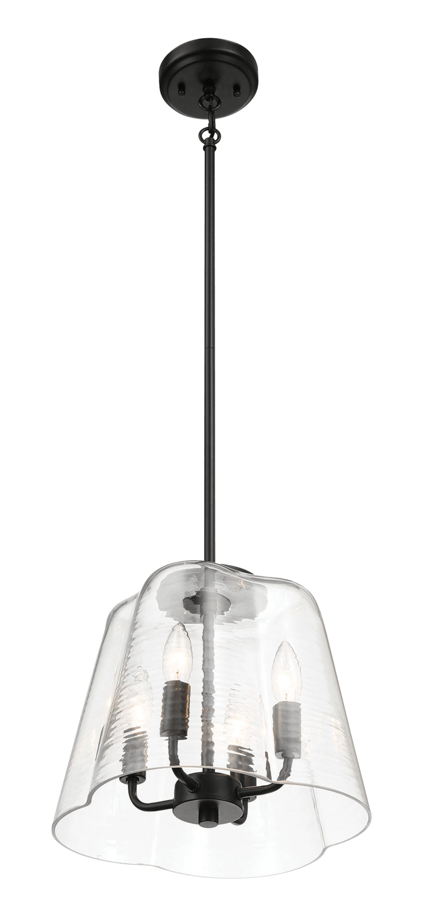 Soiree - 4 Candle Lights Pendant - Black / Clear