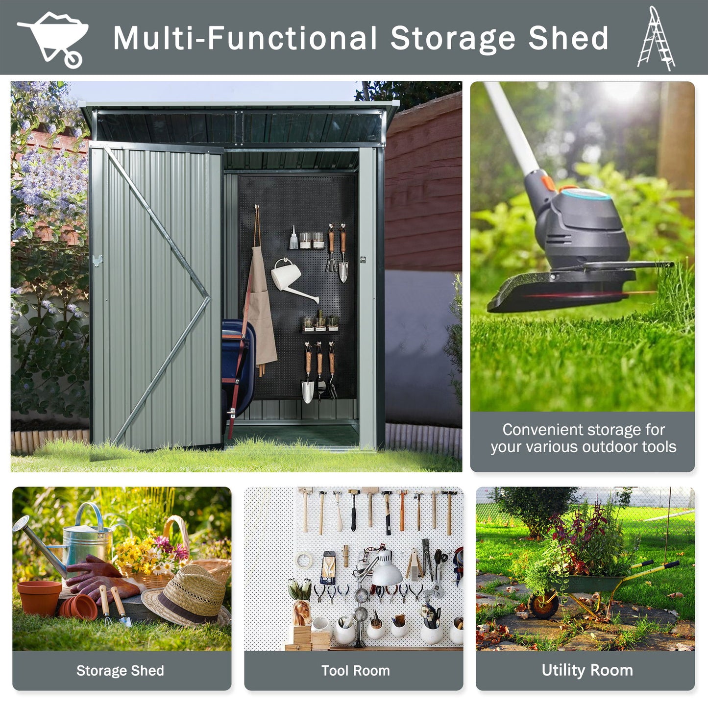 Tc53Bl Outdoor Metal Storage Shed Transparent Plate - Black