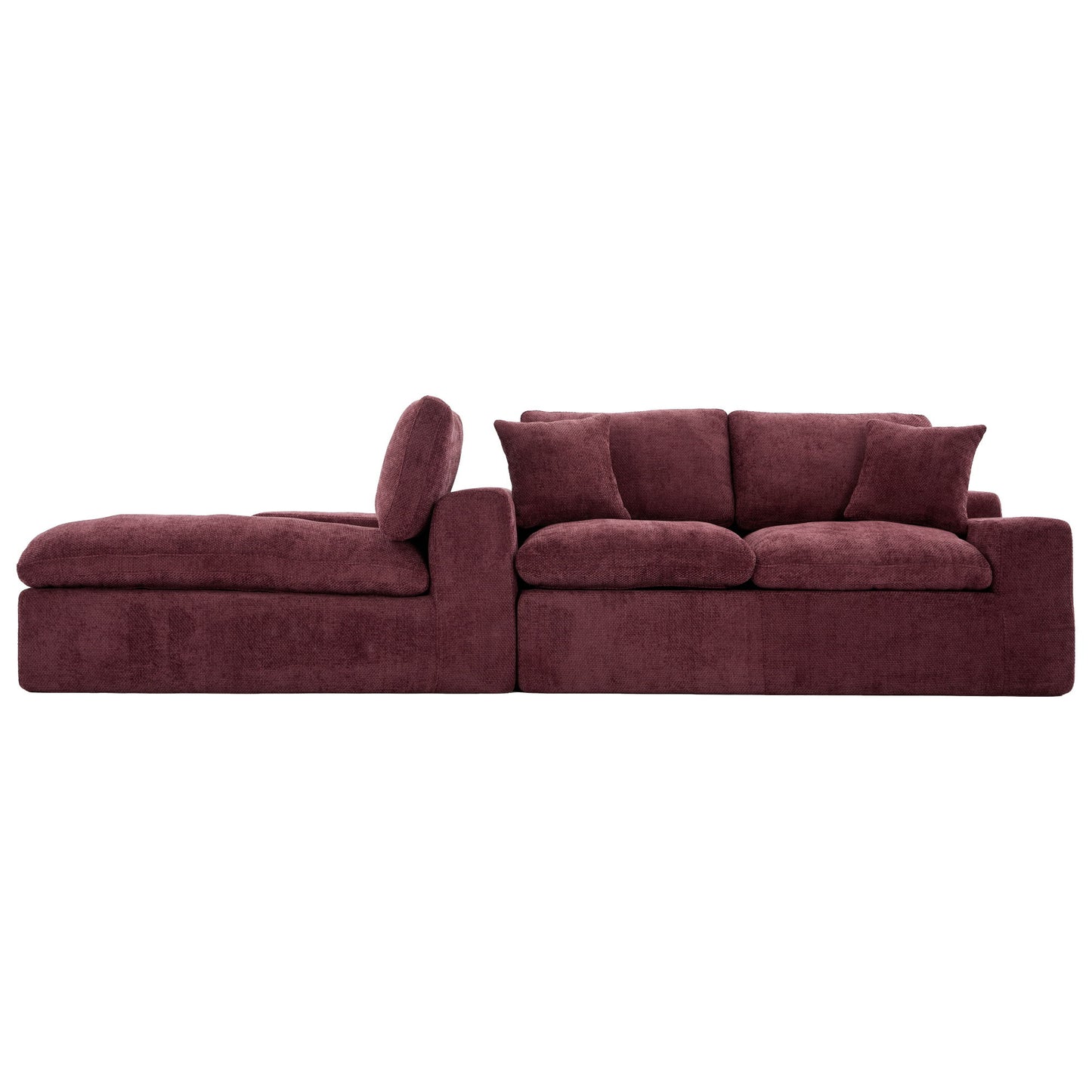 Cloud Sectional Sofa Upholstered Sofa Couch With Double-Layer Cushion And Side Pockets - Red