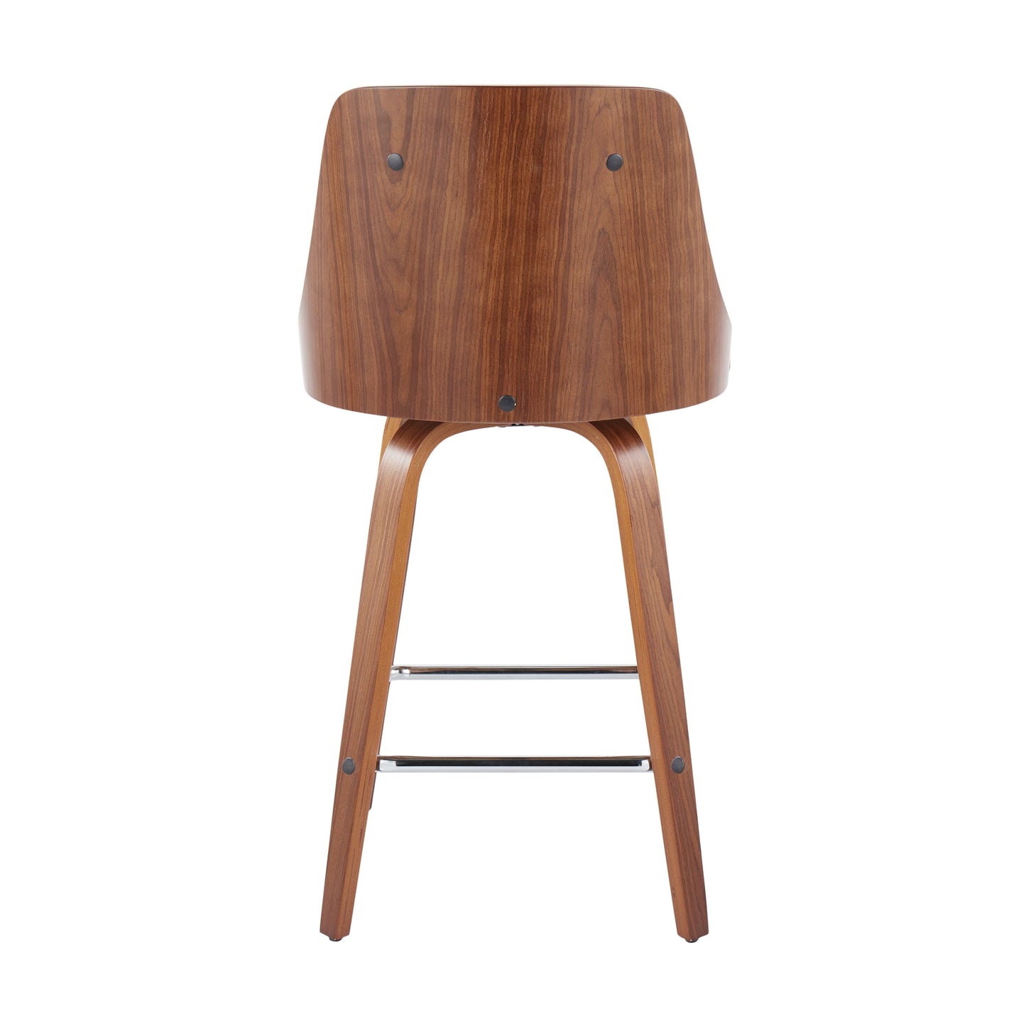 Gianna - Mid-Century Modern Fixed Height Counter Stool With Swivel With Square Footrest (Set of 2) - Walnut / Light White