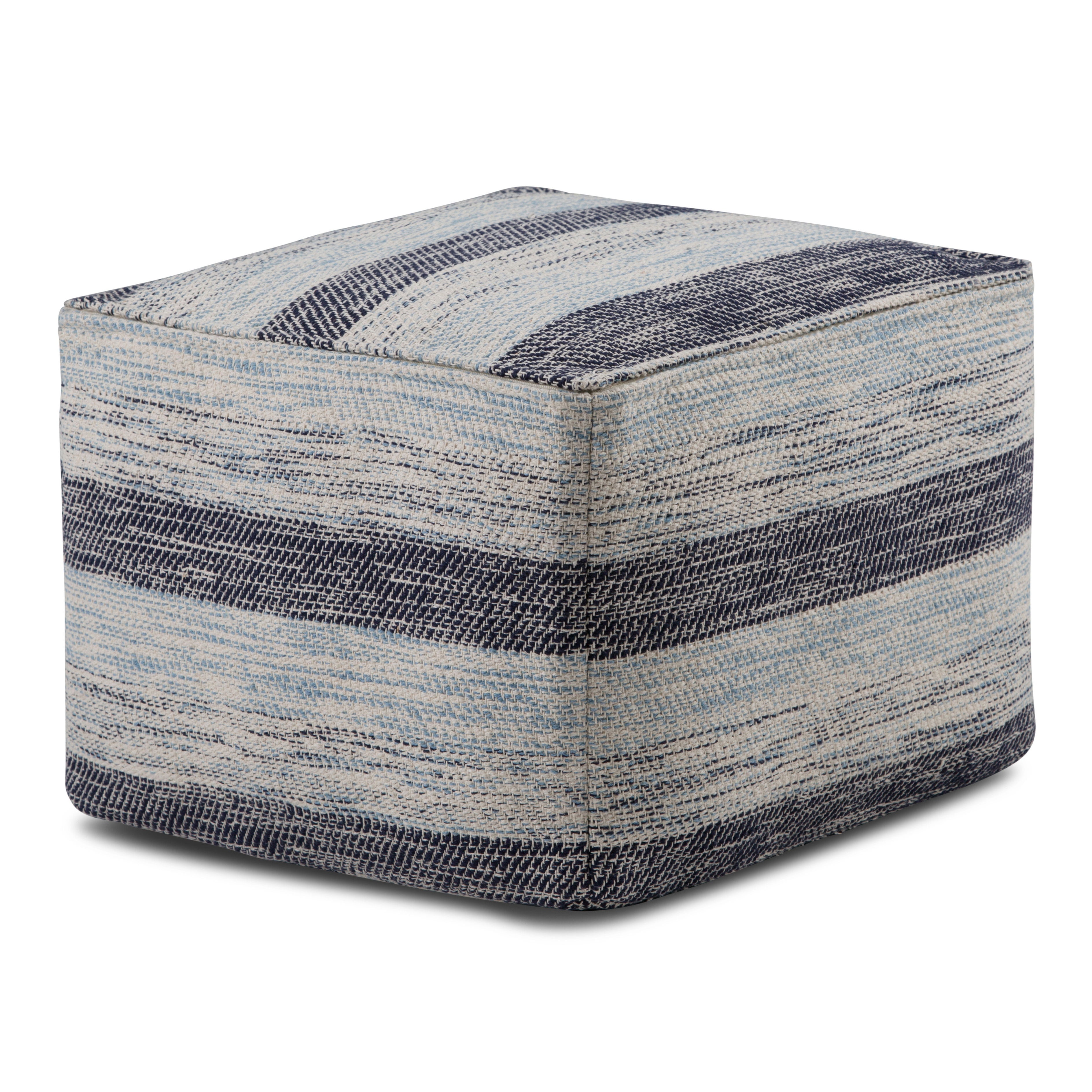Clay - Square Pouf - Patterned Blue Melange