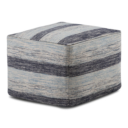 Clay - Square Pouf - Patterned Blue Melange