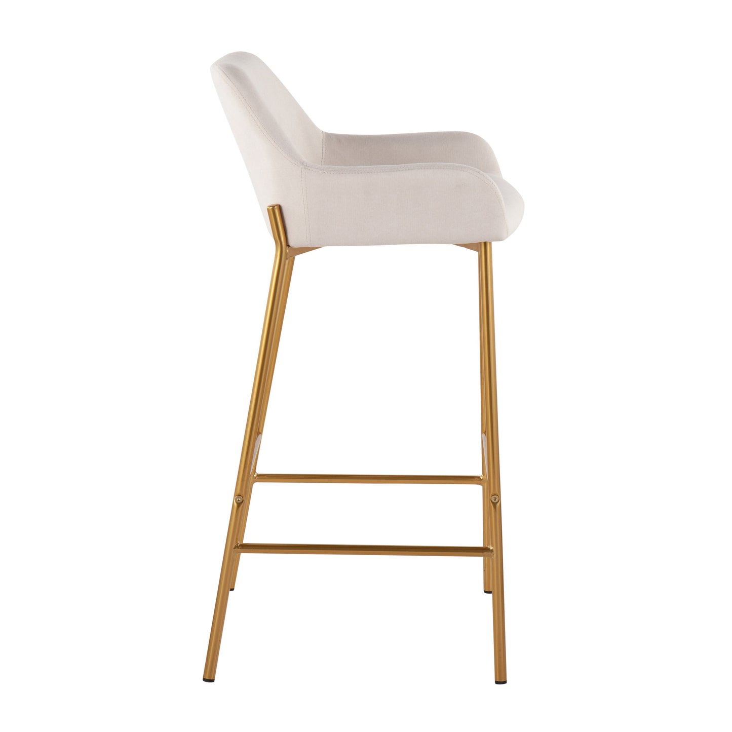 Daniella - Contemporary / Glam Fixed Height Bar Stool (Set of 2) - Gold / Cream