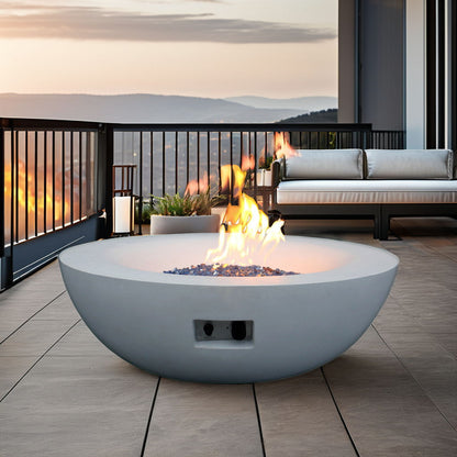 Outdoor Concrete Propane Gas Fire Pit Bowl - Antique White