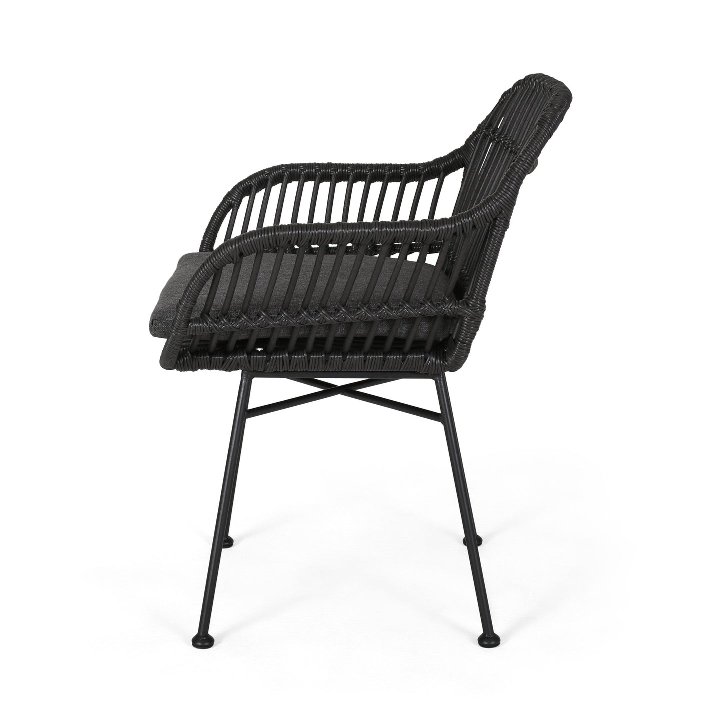 Outdoor Accent Chair With Steel Frame And Water Resistant Cushions (Set of 2) - Gray