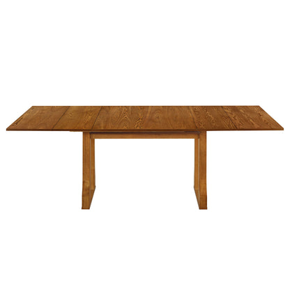 Modern 6 Piece Extendable Dining Table Set With 4 Wicker Back Upholstered Dining Chairs And Long Bench, 2 Removable Leaf - Walnut